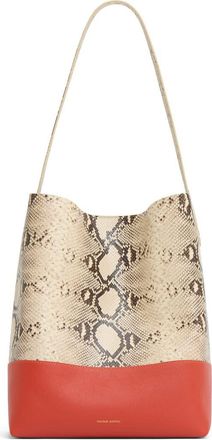 Mansur Gavriel Everyday Cabas Snakeskin Embossed Leather Tote in Roccia/Pomodoro at Nordstrom
