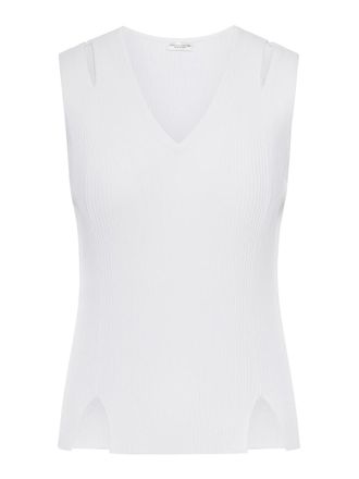 Roberto Collina Sleeveless Top In Vertical Ribbed Knit