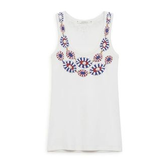 Maliparmi Sleeveless Tops, female, White, Size: XL Spin Embroidery Tank Top