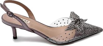 Nicoli 50 mm Trudi pumps verfraaid met kristallen strik - Grijs