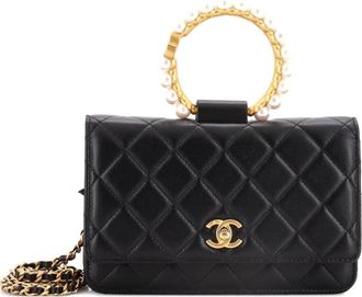 Chanel Pearl Crown Wallet on Chain Quilted Lambskin satchel - Zwart