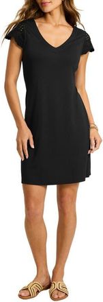 Tommy Bahama Darcy Crochet Trim Stretch Sheath Dress in Black at Nordstrom, Size X-Large
