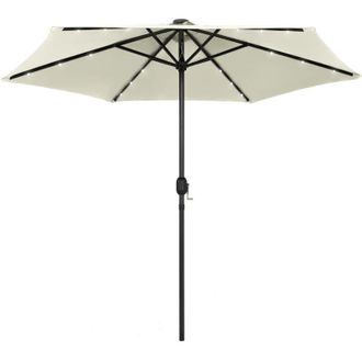 vidaXL Sombrilla De Jard&iacute;n Luces Led Palo Aluminio Blanco Arena 270 Cm Vidaxl