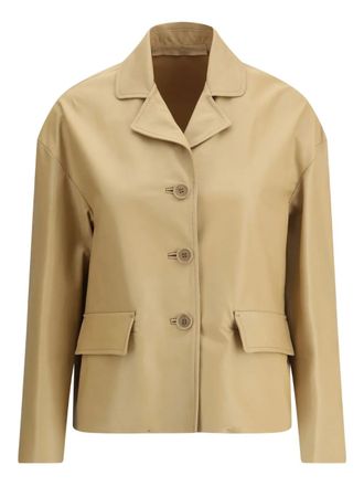 Salvatore Santoro leather blazer - women - Lamb Skin - 42 - Neutrals