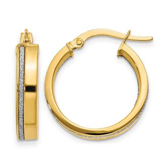 Diamond2Deal 14K Yellow Gold Glimmer Infused Hoop Earrings