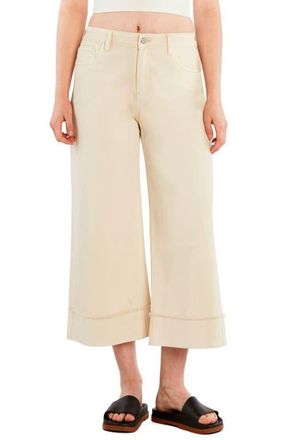 HINT OF BLU Cuffed Ankle Wide Leg Jeans in Eggshell at Nordstrom, Size 28