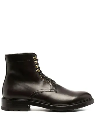 Scarosso eyelet-detail lace-up boots - men - Leather/Leather/Leather/Rubber - 40 1/2 - Black