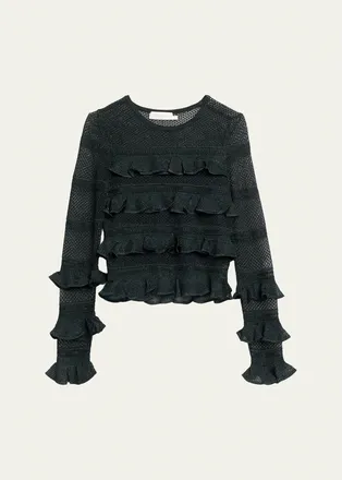 Zimmermann Valiant Lace Ruffle-Tiered Top