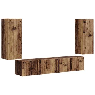 vidaXL Conjunto De Mueble Para Tv De Pared 4 Pcs Madera Vieja Vidaxl