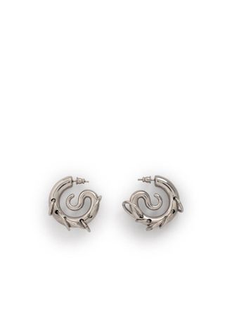 Panconesi Pierced Hoops Silver Brass Earrings