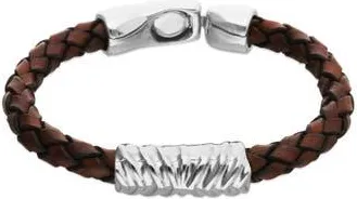 UNOde50 Sterling Silver Plated Leather Bracelet at Nordstrom, Size X-Large