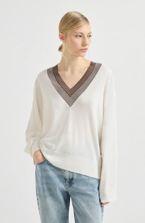 Brunello Cucinelli Cashmere and silk lightweight sweater in White at Nordstrom, Size Xx-Large Eu
