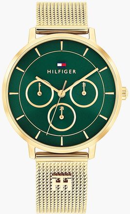 Tommy Hilfiger Womens 36MM Monogram Accent Mesh Watch - Green