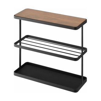 Yamazaki Tableware Mesa Auxiliar Moderna Negra Con Tablero De Madera Yamazaki