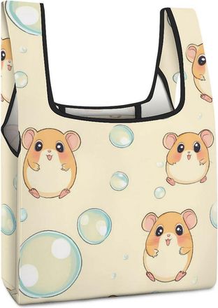 Generic Cute Hamster Shopping Bag Reusable Grocery Tote Bag Foldable Handbag for Travel Picnic