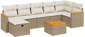 vidaXL Vidaxl - Juego De Sof&aacute;s De Jard&iacute;n Con Cojines Beige 8 Pzas Rat&aacute;n Pe
