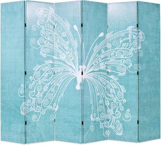 vidaXL Biombo Divisor Plegable 228x170 Cm Mariposa Azul Vidaxl