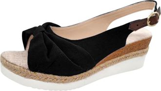 Generic Elegant Wide Fit Sandals for Women Summer Ladies Fashion Summer Solid Color Fabric Casual Bottom Wedge Buckle Tan Wide Fit Women Shoes Size 5 Sandal (