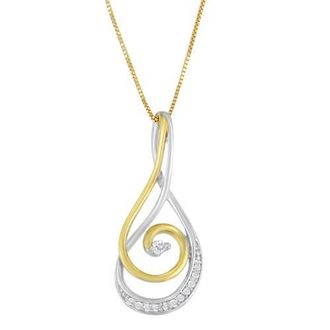 House of Brilliance Espira 10K Two-Tone Gold Round Cut Diamond Sparkling Spiral Pendant Necklace in Yellow at Nordstrom
