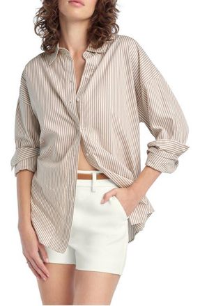 Favorite Daughter Ex Boyfriend Oversize Button-Up Shirt in Soft Taupe Stripe at Nordstrom, Size X-Large