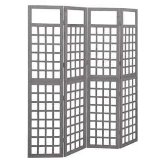 Berkfield Home 4-Panel Room Divider/Trellis Solid Fir Wood Grey 161x180 cm