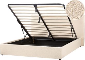 Beliani Estructura de cama de tejido beige 160x200