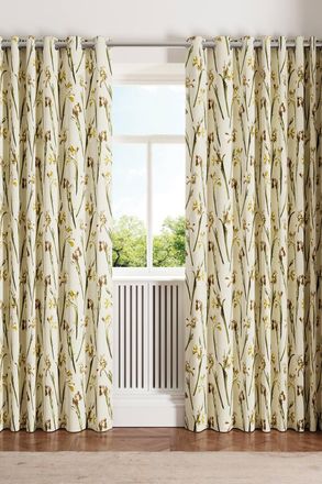 Ted Baker Wild Iris Cotton Lined Curtains in Cream | Size: 168 cm width x 183 cm drop