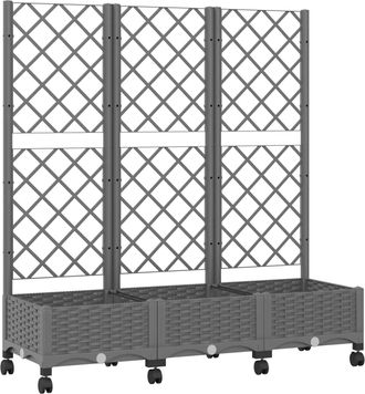 vidaXL Jardinera Con Enrejado Y Ruedas Gris Claro 120 X 40 X 131,5 Cm Vidaxl