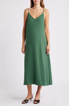 Emilia George Victoria Maternity Slipdress in Green at Nordstrom, Size X-Small