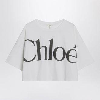 Chlo&eacute; Wei&szlig;es, kastenf&ouml;rmiges T-Shirt von Chlo&eacute; mit Logo-Print