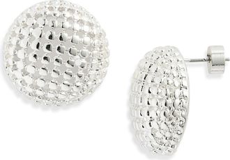 Nordstrom Mesh Button Stud Earrings in Silver at Nordstrom