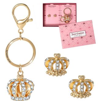 Juicy Couture Crystal Crown Keychain & Earring Set in Gold, Silver at Nordstrom