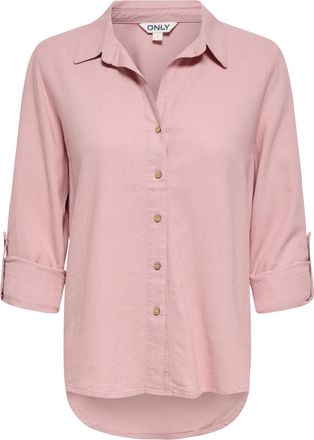 Only Hemdbluse ONLY ONLGOA 3/4 STRAP LINEN BL SHIRT CC PNT, Damen, Gr. XL, burnished lila, Web, Obermaterial: 70% Viskose, 30% Leinen, unifarben, loose fit
