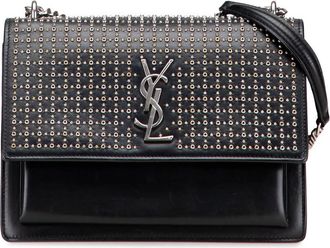 Saint Laurent Pre-owned Saint Laurent Medium Studded Calfskin Monogram Sunset Crossbody PLB170426.0618