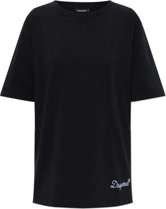 Dsquared2 Logo T-Shirt - Dames - T-shirts - Zwart - 2XS - Katoen - Tops