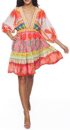 Ranee&rsquo;s Beaded V-Neck Minidress in Orange at Nordstrom Rack