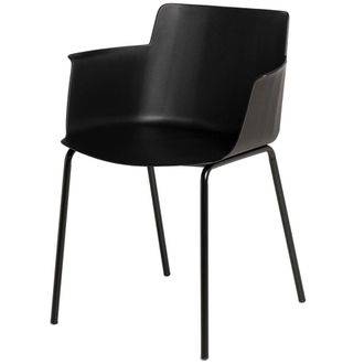 Koketto Home Silla con respaldo ergon&oacute;mico, reposabrazos y patas de metal negra
