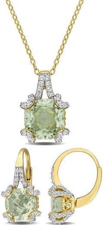 Delmar Green Quartz & White Topaz Pendant Necklace & Drop Earrings Set at Nordstrom Rack