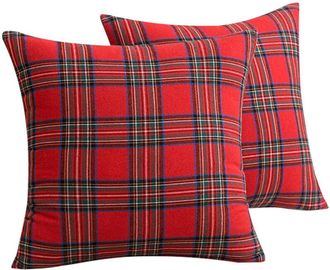 OEM 2 Fundas De Coj&iacute;n Navide&ntilde;as De Tart&aacute;n A Cuadros, Fundas De Almohada Decorativas Para Cama, Sof&aacute; Y Hogar