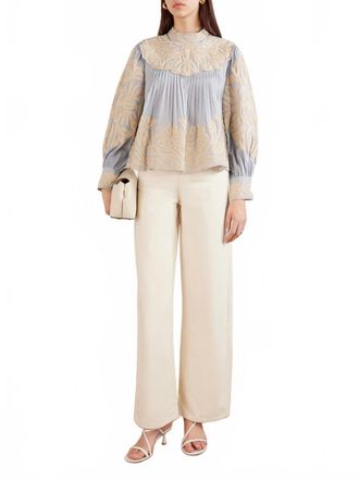 Sea New York Alexandra Long Sleeve Blouse In Blue