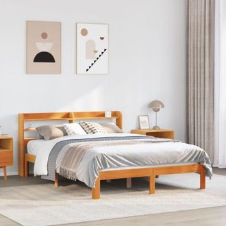 vidaXL Vidaxl - Estructura De Cama Sin Colch&oacute;n Madera Maciza Marr&oacute;n 135x190 Cm