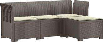 vidaXL Sof&aacute; De Jard&iacute;n Para 4 Personas Con Cojines Y Dise&ntilde;o De Rattan Vidaxl