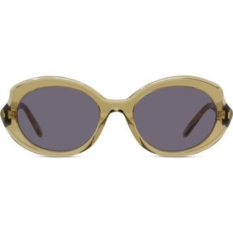 Loewe Thin Mini 54mm Oval Sunglasses in Shiny Dark Green /Violet at Nordstrom