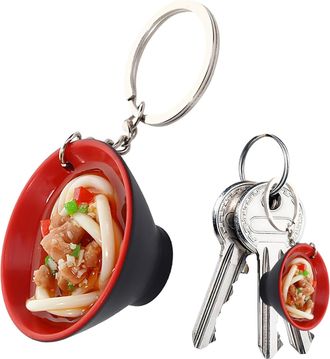 Generic Noodles Keychain - 4.5x2.5cm 1.77in Food Keyring, Mini Food, Realistic 3D Instant Bowl Toy Charm With Chopsticks | PVC ABS Novelty Bag For Backpacks K