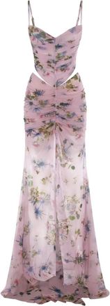 Blumarine Abito a fiori con cut-out - Rosa
