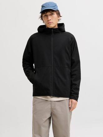 Jack & Jones Sweatshirt JACK & JONES JJEBASE SWEAT ZIP HOOD SN, Herren, Gr. XXL, schwarz, angeraute Sweatware, Obermaterial: 75% Polyester, 21% Baumwolle, 4% Elast