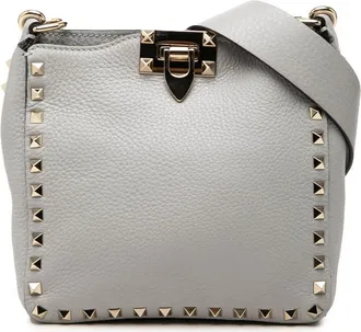 Valentino Pre-owned Valentino Mini Pebbled Calfskin Rockstud Flip Lock Messenger Bag Ladies J32UZMRDNHE7B5ML