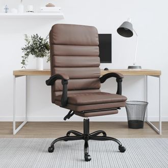 vidaXL Silla De Oficina Reclinable Masaje Cuero Sint&eacute;tico Marr&oacute;n Vidaxl