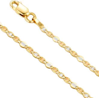 MAX + STONE Solid 14K Yellow Gold Tri Tone Valentino Mirror Chain in 18 or 20 Inch