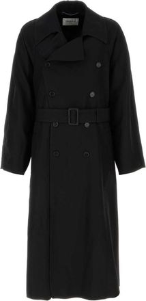 Saint Laurent Black Double-Breasted Trench Coat